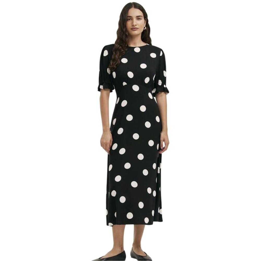 Finery Womens/Ladies Mela Polka Dot Crew Neck Midi Dress / Black